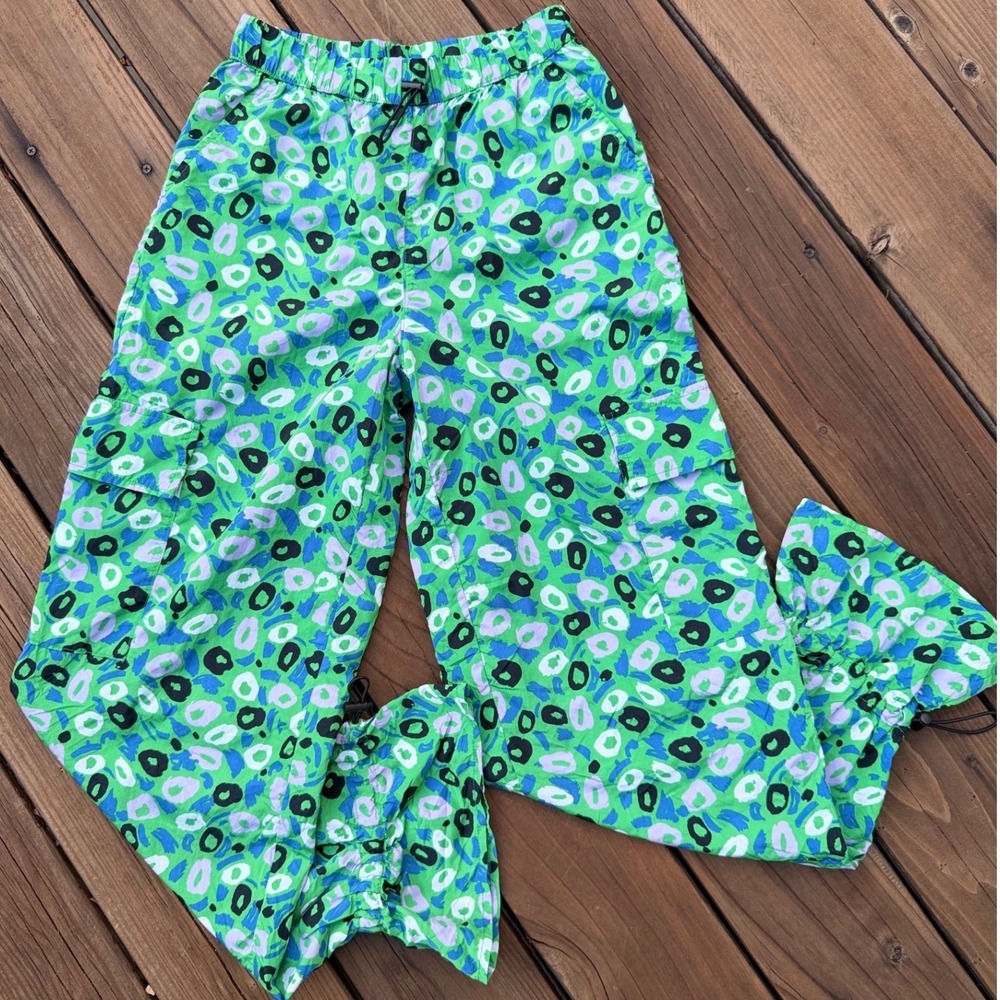 Diane von Furstenberg x Target Jazz Dot Utility Cargo Pants Green XS EUC